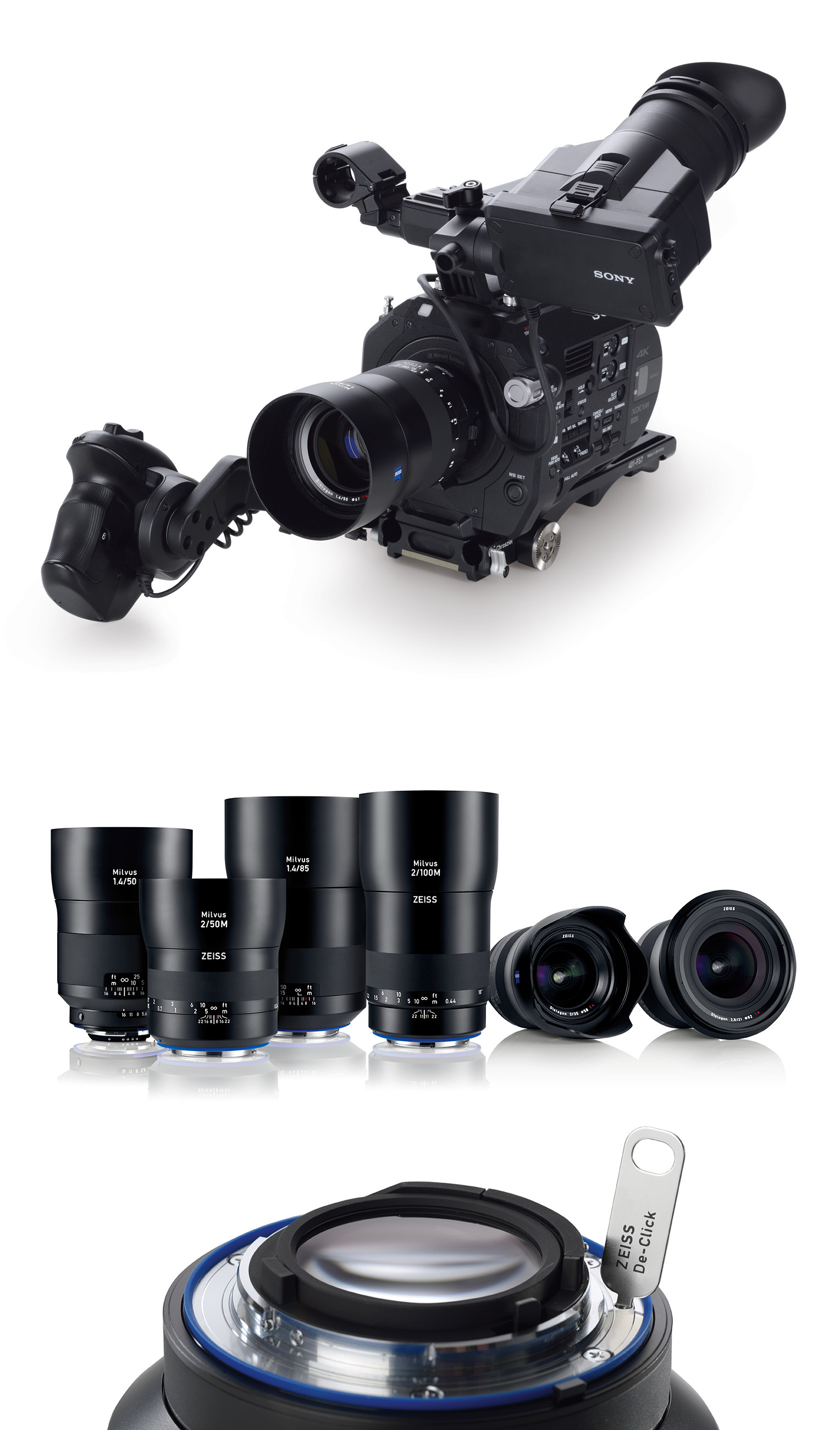 Thanks to their precise and long focusing action the ZEISS Milvus lenses enable the production of high-quality videos and can also be used, for example, on cameras such as the Sony PXW-FS7 E-mount via an adapter.