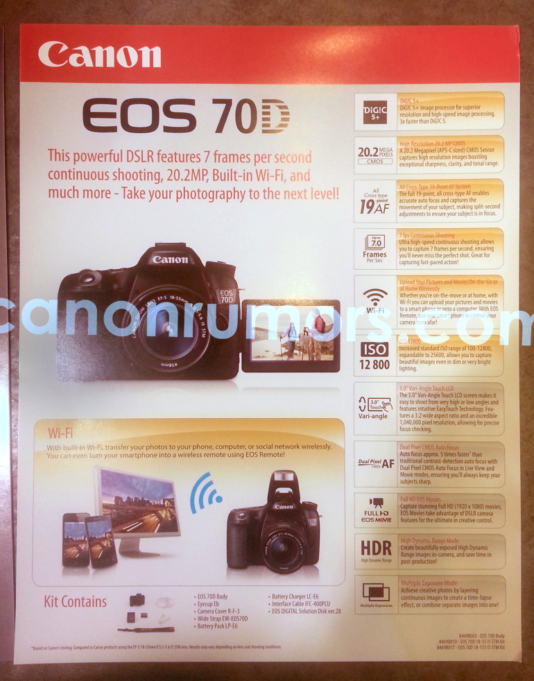 Tabatud: Canon EOS 70D fotode ning andmetega reklaam