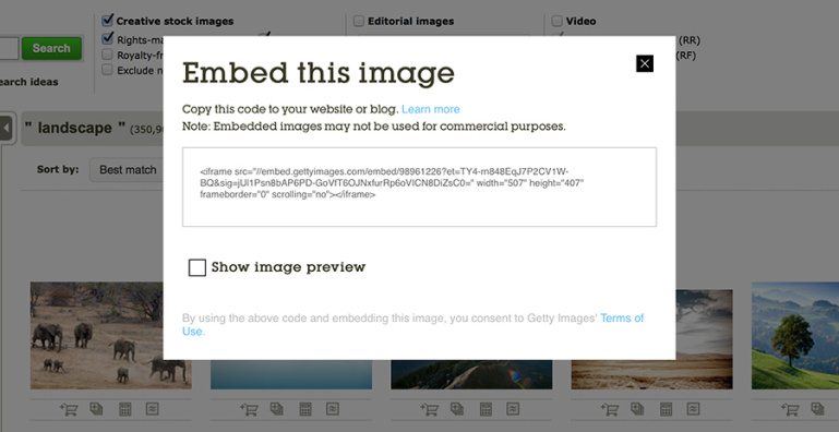 Getty Images embed-funktsioon teeb võimalikuks tasuliste fotode tasuta kasutamise