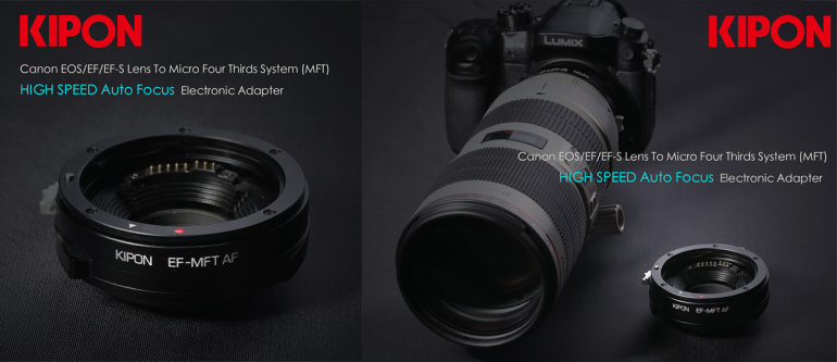 Kipon EF-MFT on esimene elektrooniline adapter Canoni objektiivide kasutamiseks Olympuse ja Panasonicu hübriidide ees