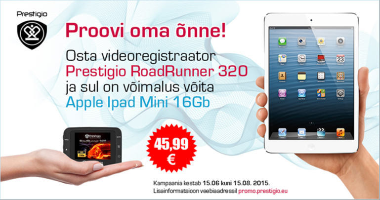 Prestigio autokaamera Road Runner 320 ostul võid võita iPad Mini