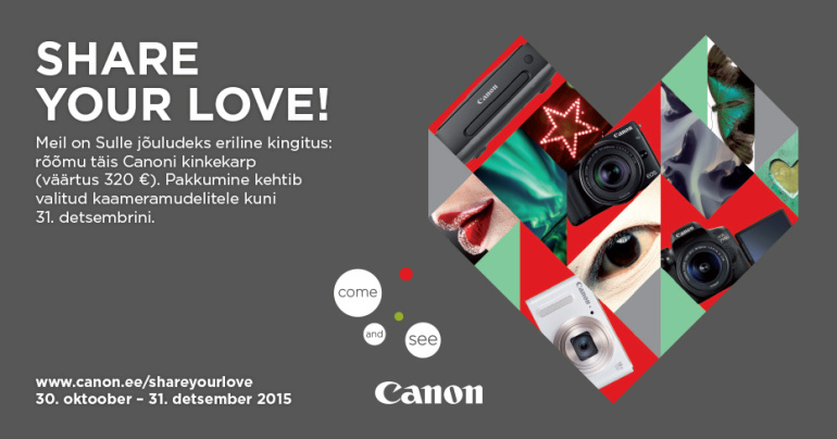 Osta valitud Canoni kaamera ja saad Canonilt karbitäie lisaväärtust