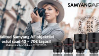 VIIMANE VÕIMALUS: valitud Samyang AF fiksobjektiivi ostul saad 40-70€ osturaha tagasi