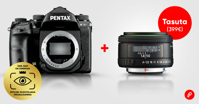 Pentax K-1 II täiskaader peegelkaamera ostul saad 399€ väärt kingituse