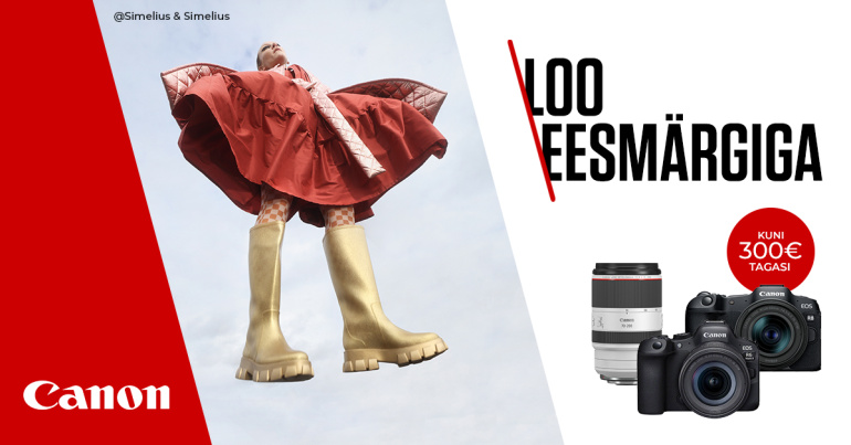 Valitud Canon EOS R kaamera või RF objektiivi ostul saad kuni 300€ tagasi